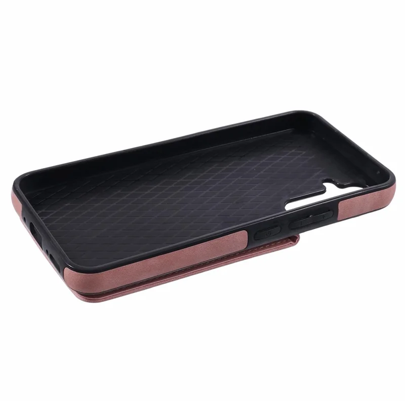 For Samsung Galaxy S24+ Magnetic Case Retro PU+TPU Kickstand Back Cover - Pink