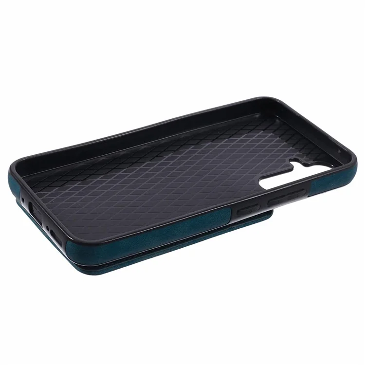Coque de téléphone portable pour Samsung Galaxy S23 FE, avec blocage RFID, en PU+TPU rétro avec support - Bleu