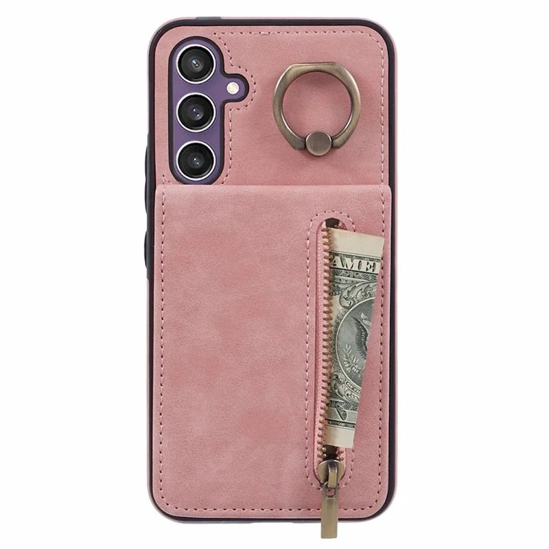 Voor Samsung Galaxy A14 5G / A14 4G Hoesje Retro PU+TPU Met Rits Portemonnee Telefoonhoesje - Roze