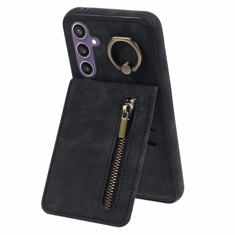 For Samsung Galaxy A54 5G Case  RFID Blocking Retro Texture PU+TPU Phone Cover with Card Slots - Black