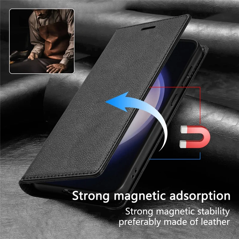 BKS-001 For Xiaomi Redmi Note 12 4G Magnetic Case PU Leather+TPU Wallet Stand Phone Protector - Black