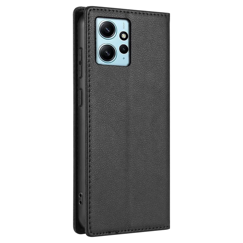 BKS-001 For Xiaomi Redmi Note 12 4G Magnetic Case PU Leather+TPU Wallet Stand Phone Protector - Black
