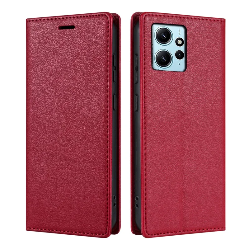 BKS-001 For Xiaomi Redmi Note 12 4G Magnetic Case PU Leather+TPU Wallet Stand Phone Protector - Red