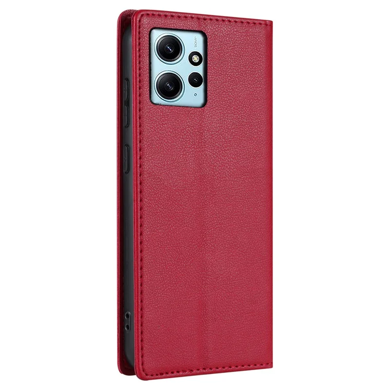 BKS-001 For Xiaomi Redmi Note 12 4G Magnetic Case PU Leather+TPU Wallet Stand Phone Protector - Red