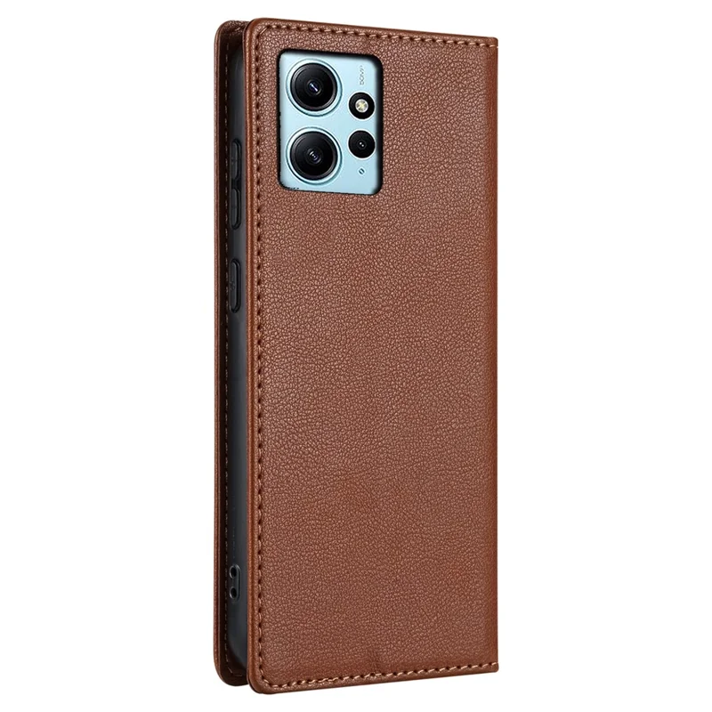 BKS-001 For Xiaomi Redmi Note 12 4G Magnetic Case PU Leather+TPU Wallet Stand Phone Protector - Brown