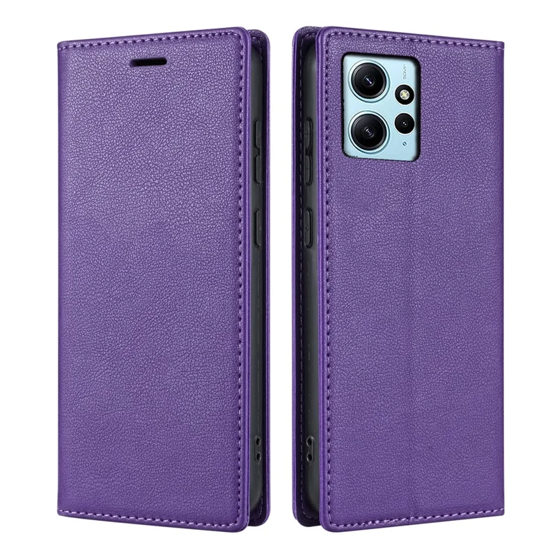 BKS-001 For Xiaomi Redmi Note 12 4G Magnetic Case PU Leather+TPU Wallet Stand Phone Protector - Purple