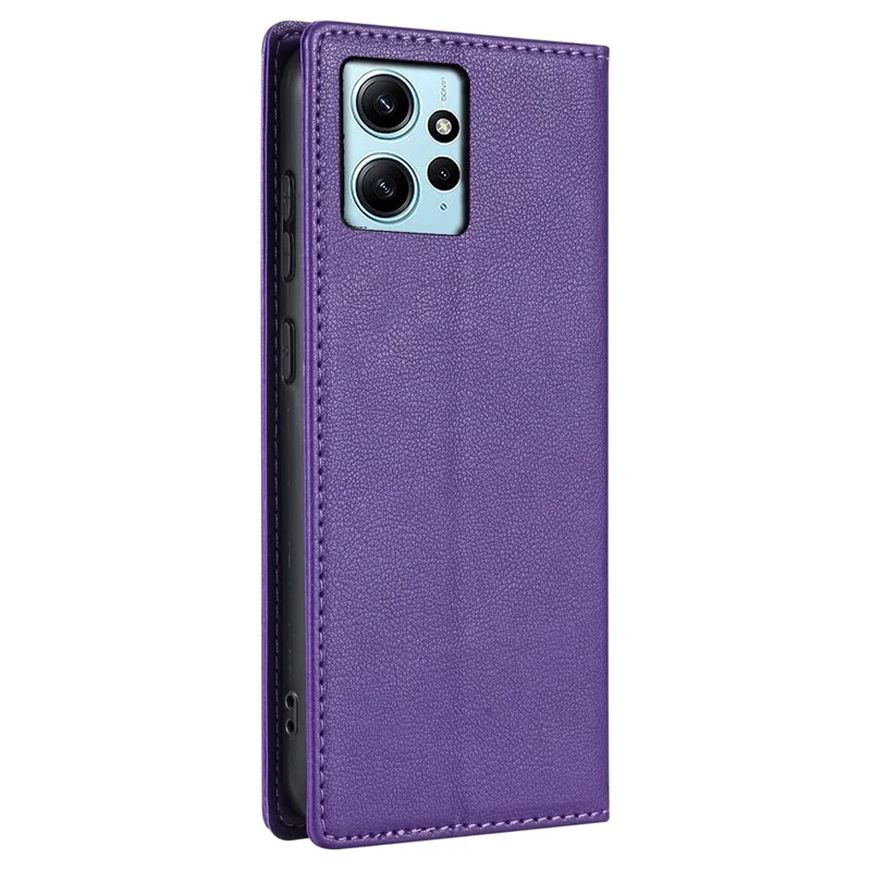 BKS-001 For Xiaomi Redmi Note 12 4G Magnetic Case PU Leather+TPU Wallet Stand Phone Protector - Purple