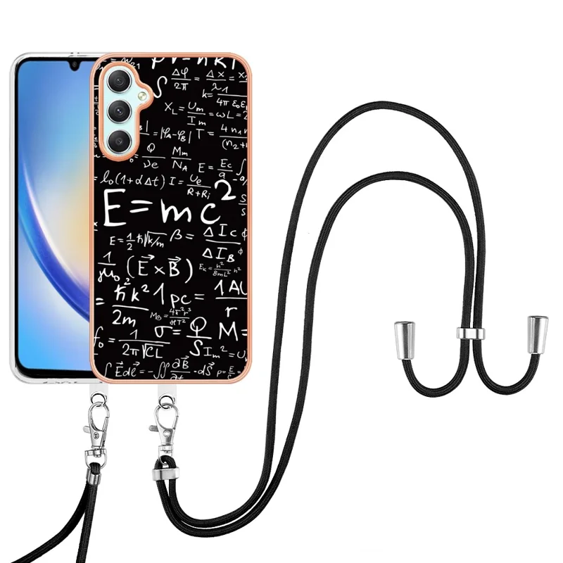 YB IMD Series-21 Style-D for Samsung Galaxy A25 5G (Global) (161.0 x 76.5 x 8.3mm) Phone Case Pattern Cover with Lanyard - Equation
