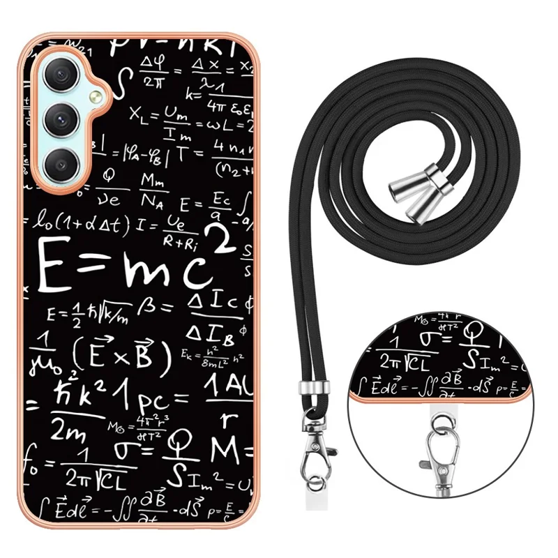YB IMD Series-21 Style-D for Samsung Galaxy A25 5G (Global) (161.0 x 76.5 x 8.3mm) Phone Case Pattern Cover with Lanyard - Equation