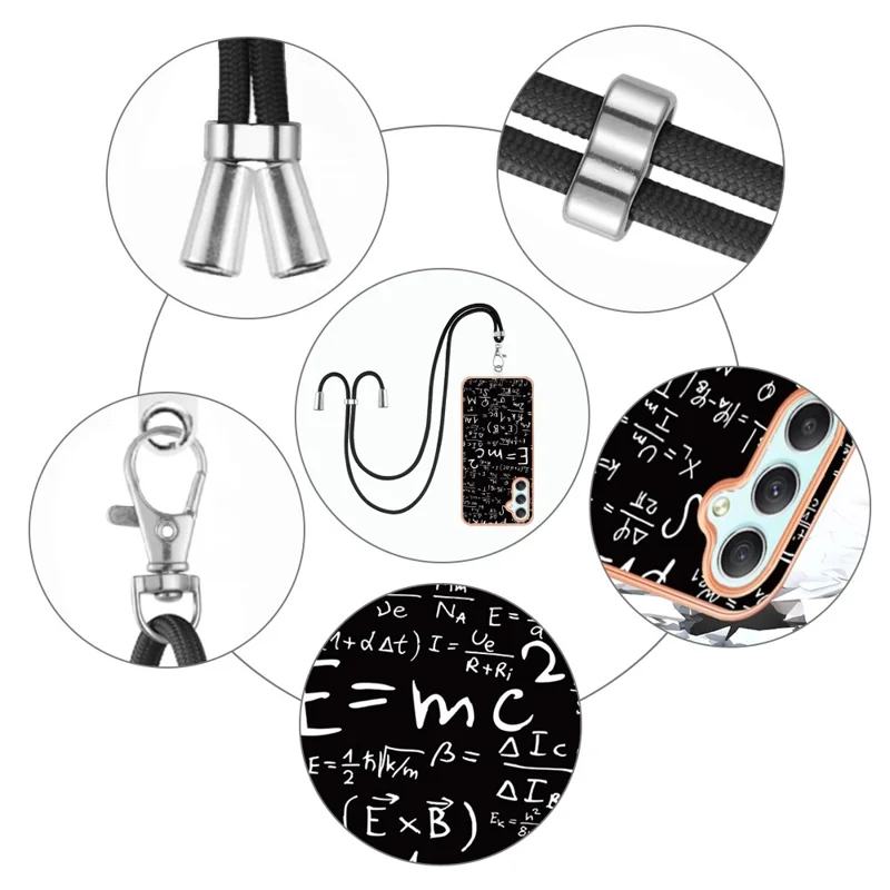 YB IMD Series-21 Style-D for Samsung Galaxy A25 5G (Global) (161.0 x 76.5 x 8.3mm) Phone Case Pattern Cover with Lanyard - Equation