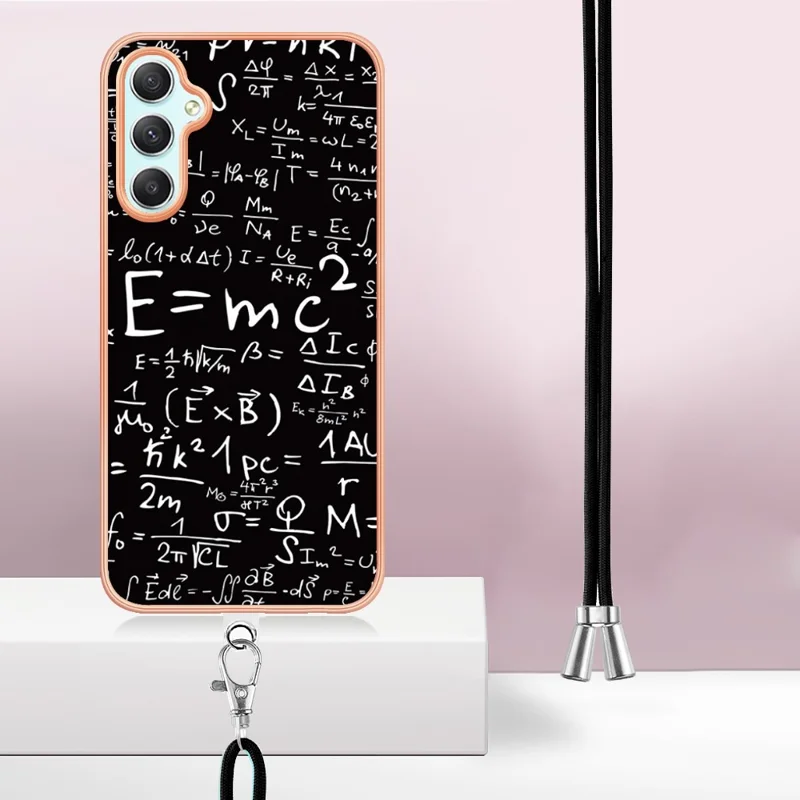 YB IMD Series-21 Style-D for Samsung Galaxy A25 5G (Global) (161.0 x 76.5 x 8.3mm) Phone Case Pattern Cover with Lanyard - Equation