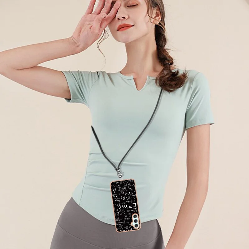 YB IMD Series-21 Style-D for Samsung Galaxy A25 5G (Global) (161.0 x 76.5 x 8.3mm) Phone Case Pattern Cover with Lanyard - Equation