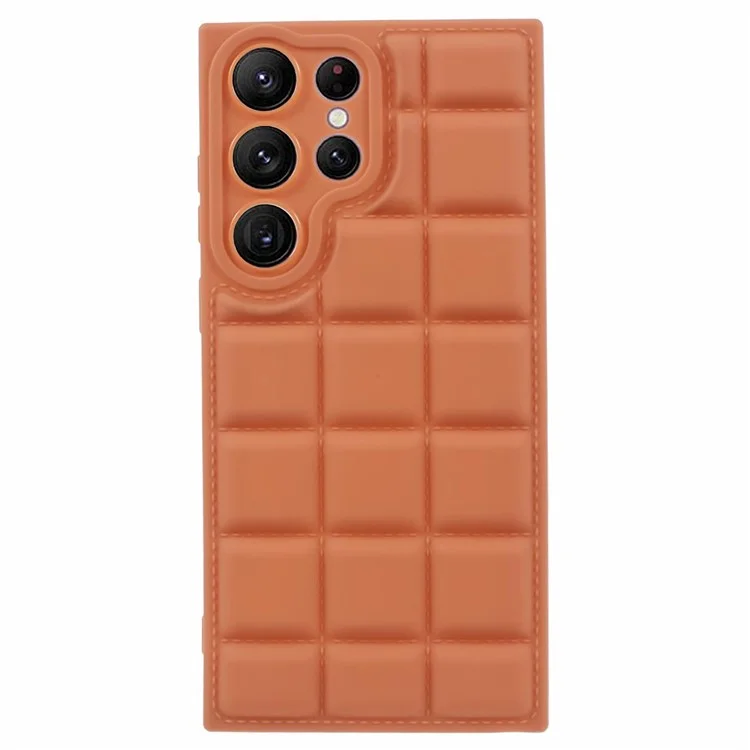 TPU Slim-fit-shell Für Samsung Galaxy S22 Ultra 5g-gehäuseraster-jacke Textur Deckung - Hellbraun