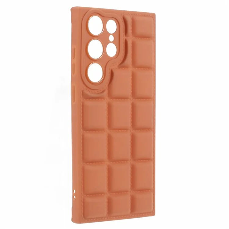 TPU Slim-fit-shell Für Samsung Galaxy S22 Ultra 5g-gehäuseraster-jacke Textur Deckung - Hellbraun