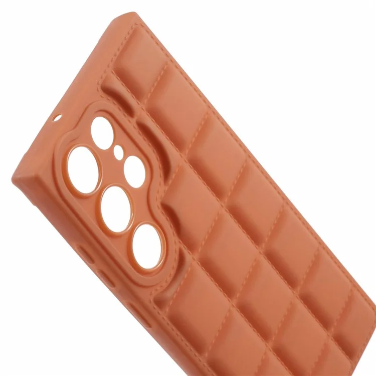 TPU Slim-fit-shell Für Samsung Galaxy S22 Ultra 5g-gehäuseraster-jacke Textur Deckung - Hellbraun
