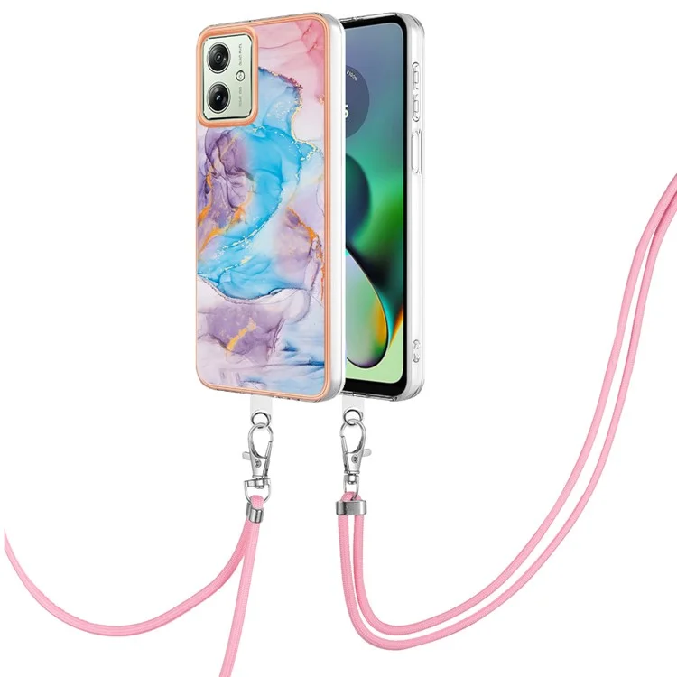 YB IMD Series-4 Per Motorola Moto G54 5G Case TPU IMD Marmo Fiore Motivo Back Shell - Milky Way Marmo Blu