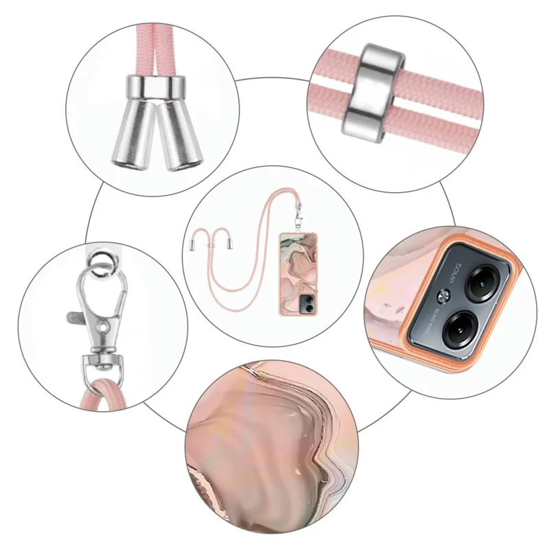 YB IMD Series-18 Style E for Motorola Moto G14 4G Case 2.0mm TPU IMD Electroplating Phone Shell - Pink