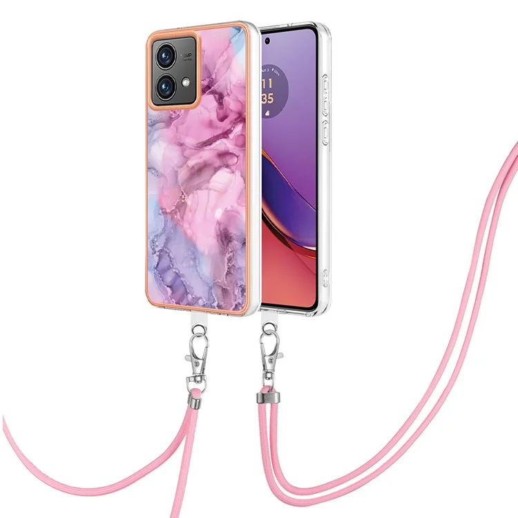 YB IMD Series-18 Style E für Motorola Moto G84 5G Case Stoßfest 2,0 mm TPU-Abdeckung mit Trageriemen - Rose