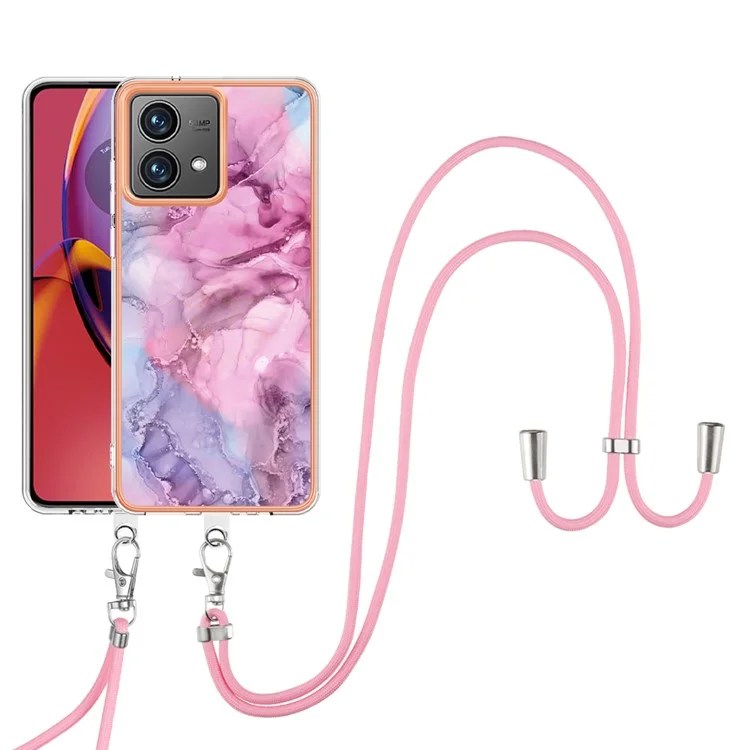 YB IMD Series-18 Style E für Motorola Moto G84 5G Case Stoßfest 2,0 mm TPU-Abdeckung mit Trageriemen - Rose