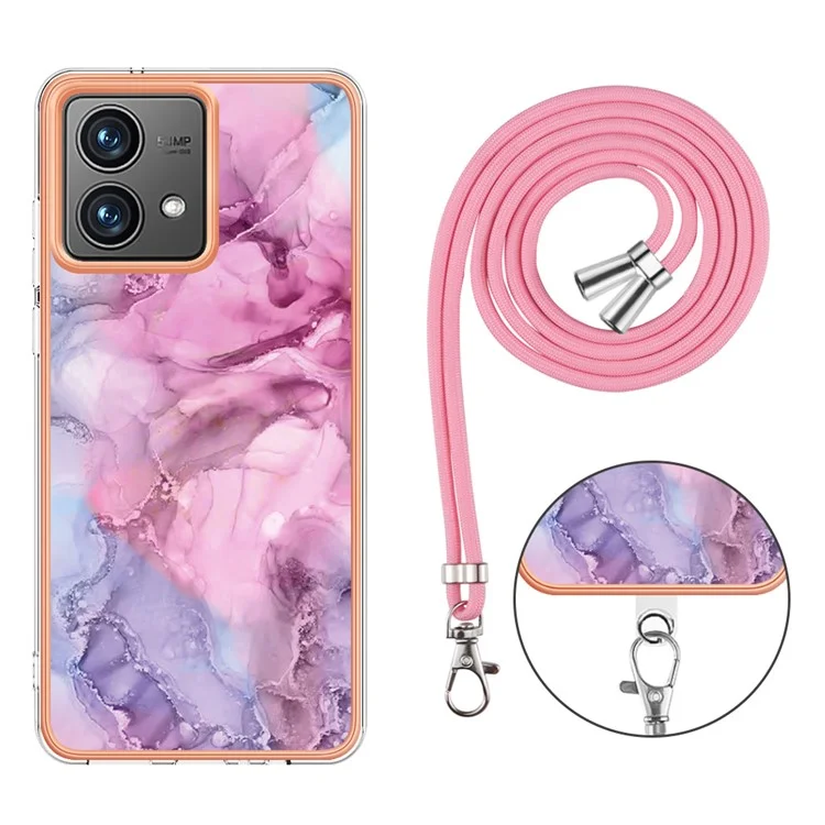 YB IMD Series-18 Style E für Motorola Moto G84 5G Case Stoßfest 2,0 mm TPU-Abdeckung mit Trageriemen - Rose