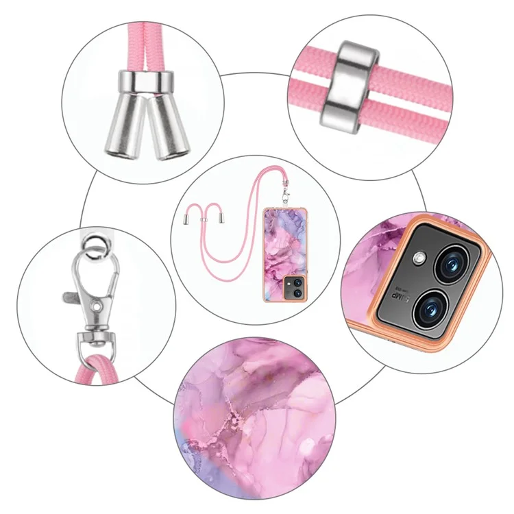 YB IMD Series-18 Style E für Motorola Moto G84 5G Case Stoßfest 2,0 mm TPU-Abdeckung mit Trageriemen - Rose