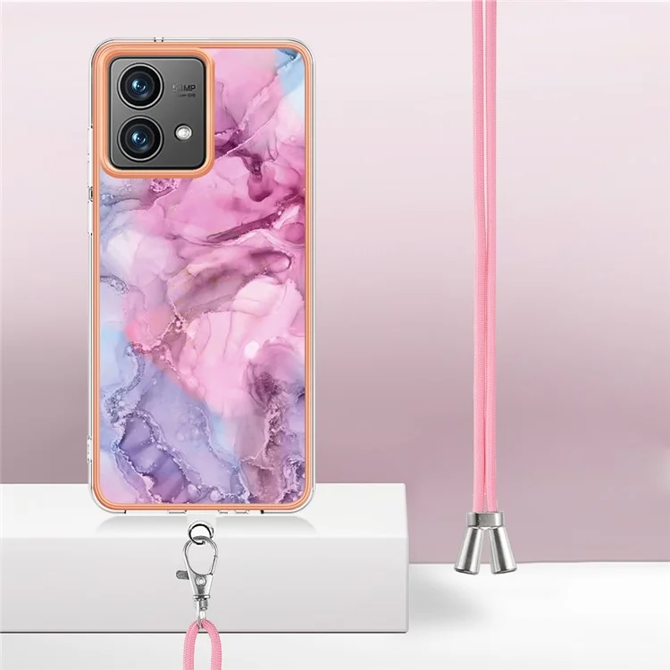 YB IMD Series-18 Style E für Motorola Moto G84 5G Case Stoßfest 2,0 mm TPU-Abdeckung mit Trageriemen - Rose