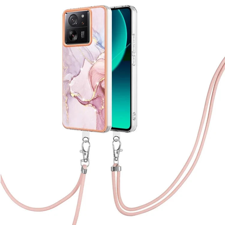YB IMD Series-9 Per Xiaomi 13T / 13T Pro / Redmi K60 Ultra Case IMD Marmo Motivo TPU Custodia per Telefono - Rose Gold 005
