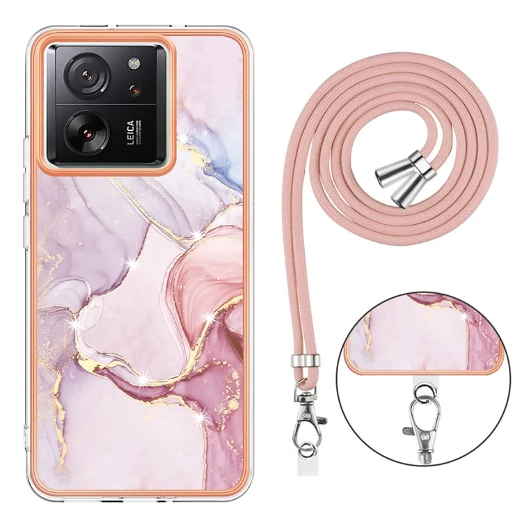 YB IMD Series-9 Per Xiaomi 13T / 13T Pro / Redmi K60 Ultra Case IMD Marmo Motivo TPU Custodia per Telefono - Rose Gold 005