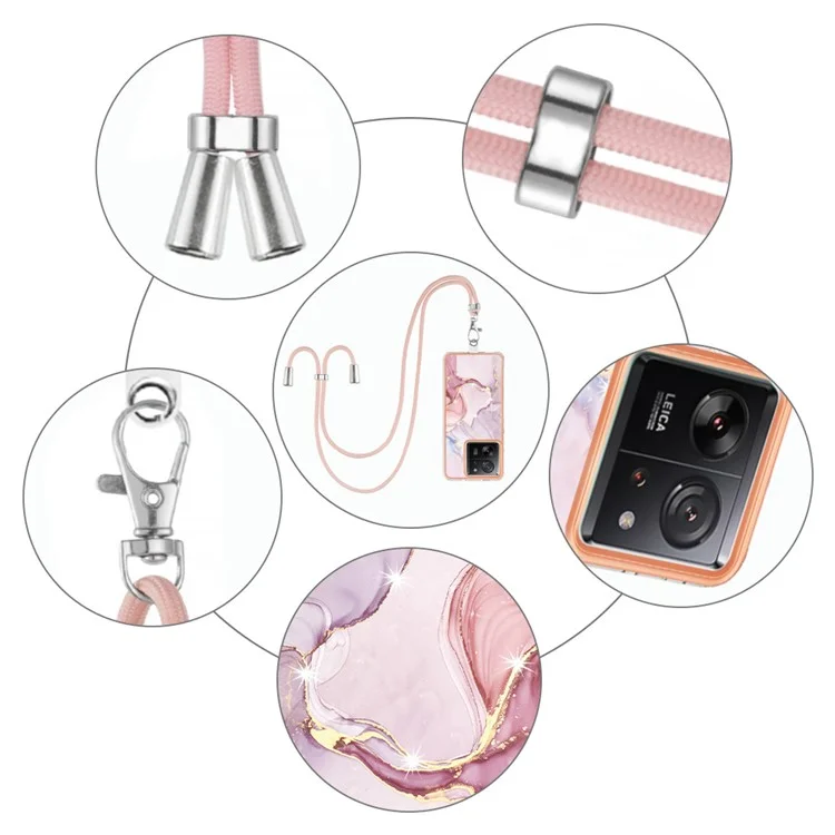 YB IMD Series-9 Per Xiaomi 13T / 13T Pro / Redmi K60 Ultra Case IMD Marmo Motivo TPU Custodia per Telefono - Rose Gold 005