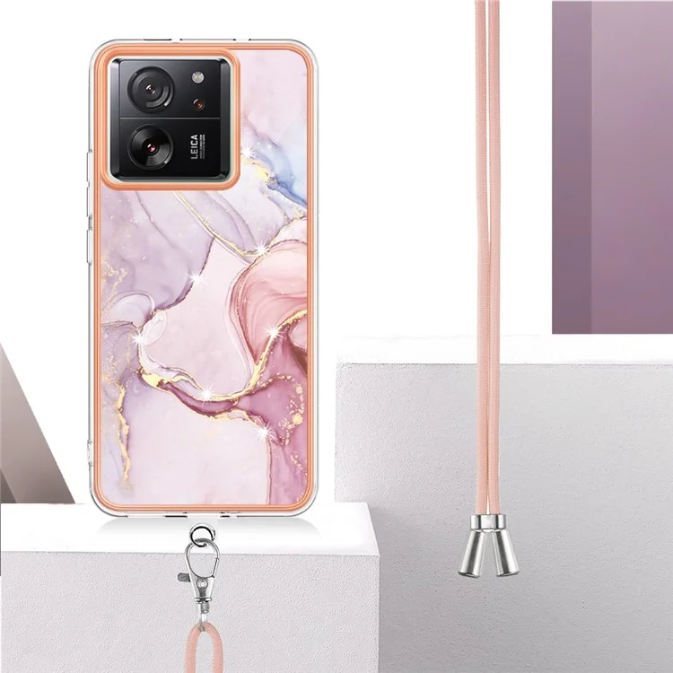 YB IMD Series-9 Per Xiaomi 13T / 13T Pro / Redmi K60 Ultra Case IMD Marmo Motivo TPU Custodia per Telefono - Rose Gold 005