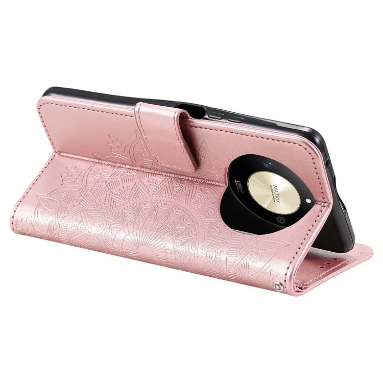 Para Honor X9b 5G / Magic6 Lite 5G / X50 Capa Mandala Flower Stand Wallet Leather Cover - Rose Gold