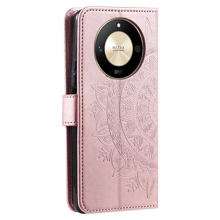 Para Honor X9b 5G / Magic6 Lite 5G / X50 Capa Mandala Flower Stand Wallet Leather Cover - Rose Gold