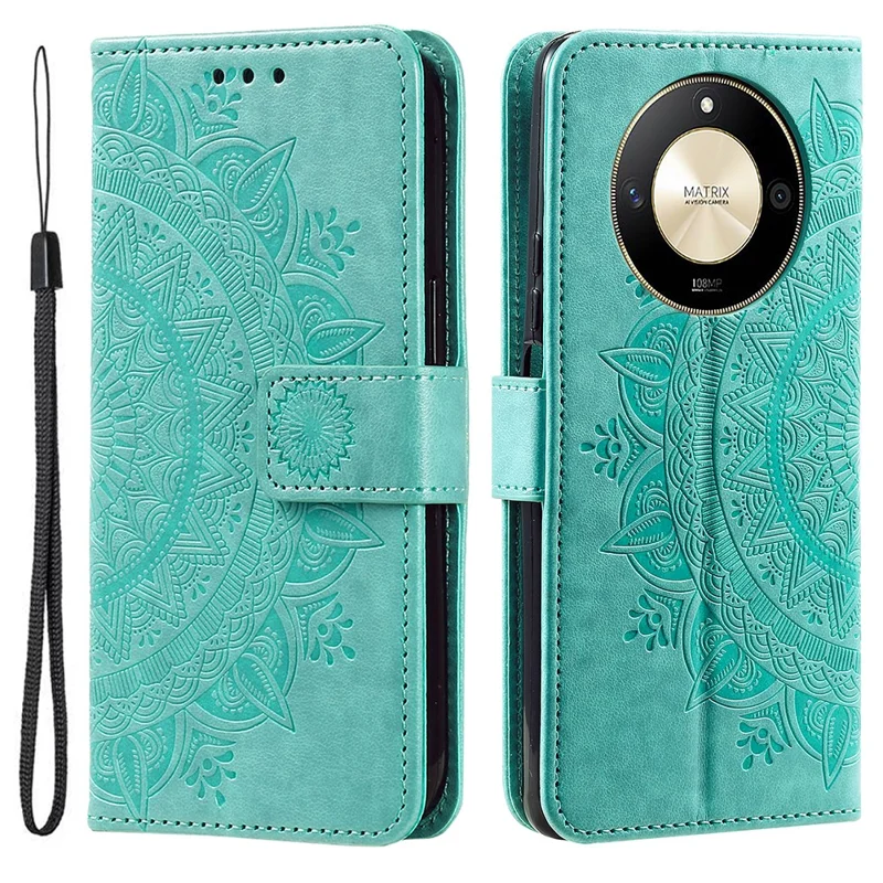 For Honor X9b 5G / Magic6 Lite 5G / X50 Case Mandala Flower Stand Wallet Leather Cover - Green
