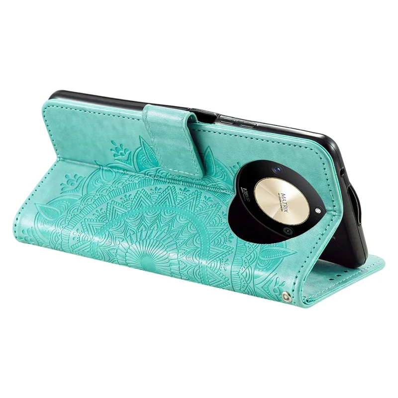 For Honor X9b 5G / Magic6 Lite 5G / X50 Case Mandala Flower Stand Wallet Leather Cover - Green