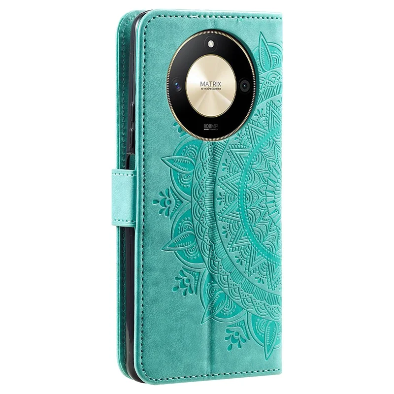 For Honor X9b 5G / Magic6 Lite 5G / X50 Case Mandala Flower Stand Wallet Leather Cover - Green