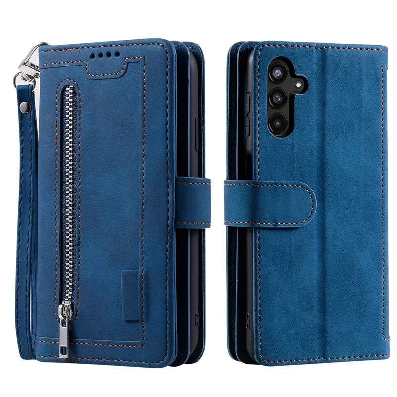 For Samsung Galaxy A55 5G Leather Case 9 Card Holder Folio Phone Cover - Blue