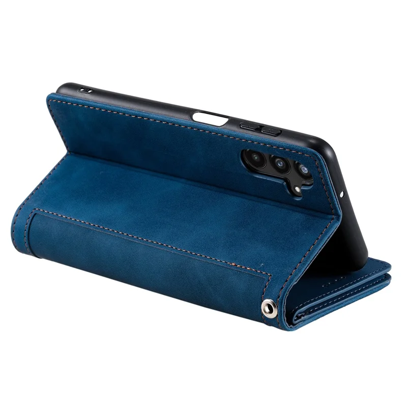 For Samsung Galaxy A55 5G Leather Case 9 Card Holder Folio Phone Cover - Blue