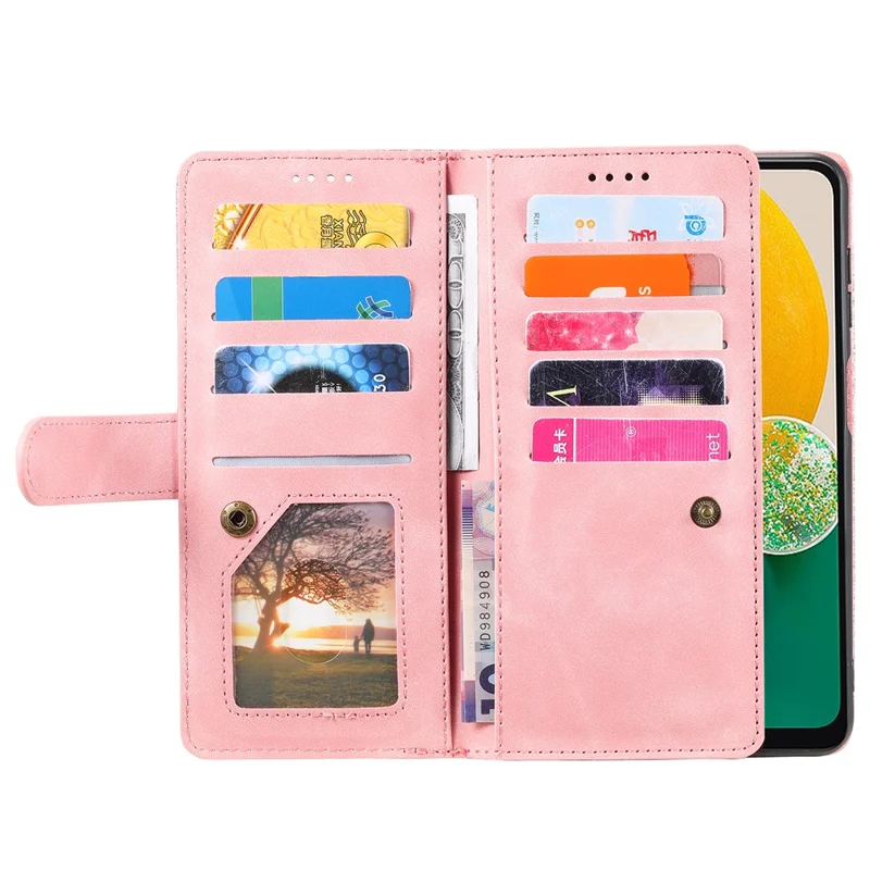 For Samsung Galaxy A55 5G Leather Case 9 Card Holder Folio Phone Cover - Rose Gold