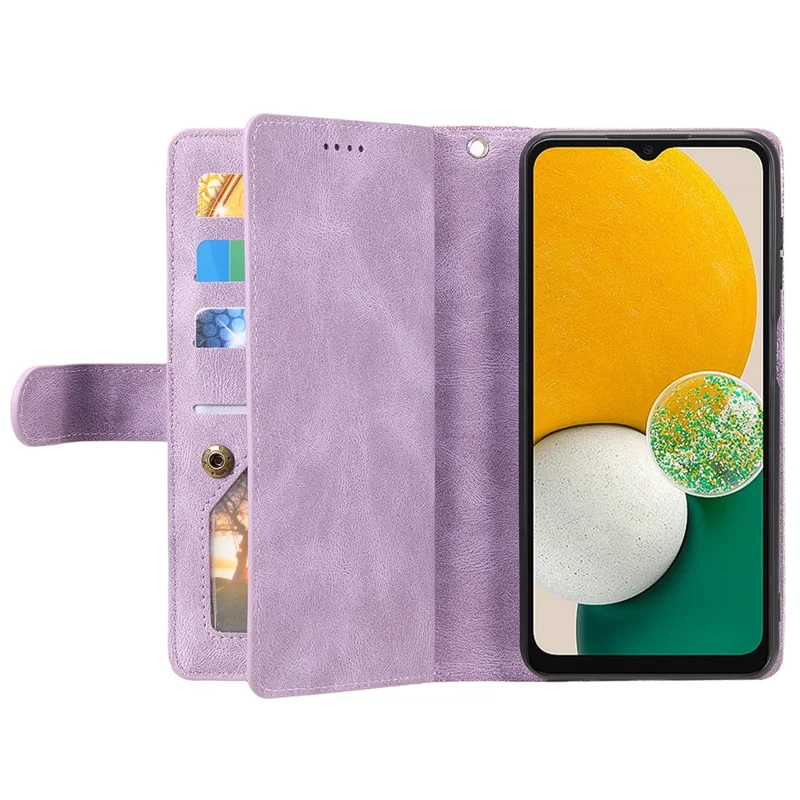 For Samsung Galaxy A55 5G Leather Case 9 Card Holder Folio Phone Cover - Purple