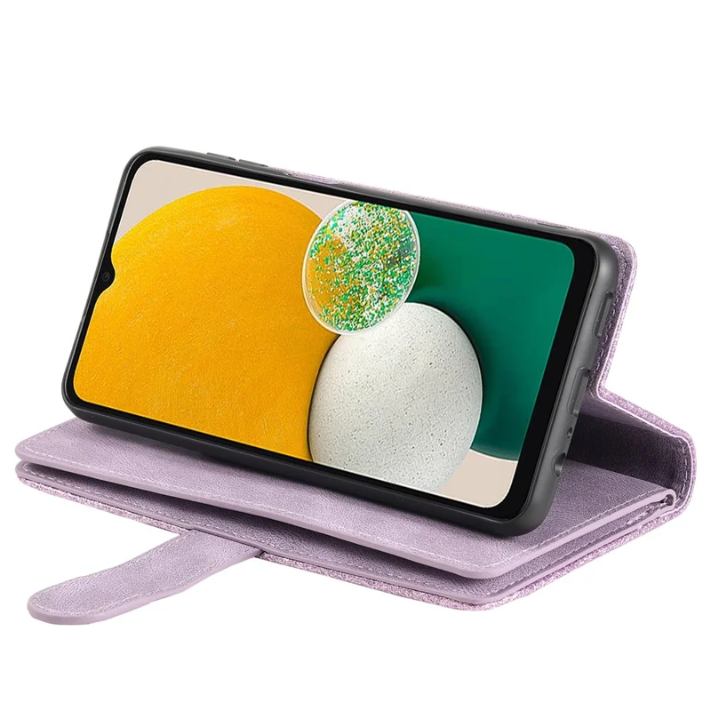 For Samsung Galaxy A55 5G Leather Case 9 Card Holder Folio Phone Cover - Purple