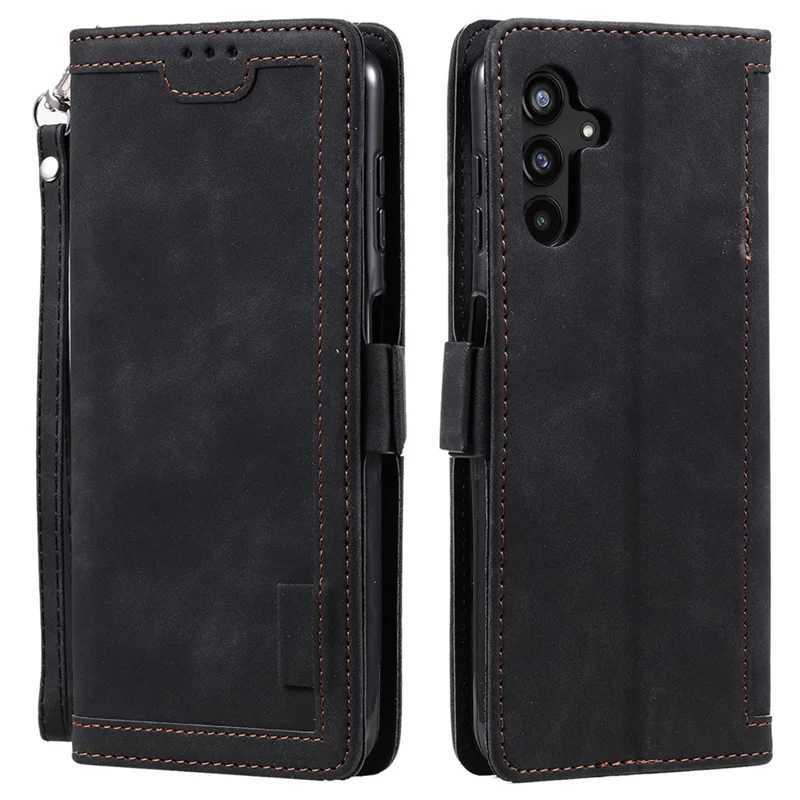 Leather Case for Samsung Galaxy A55 5G Retro Splicing Wallet Phone Cover - Black