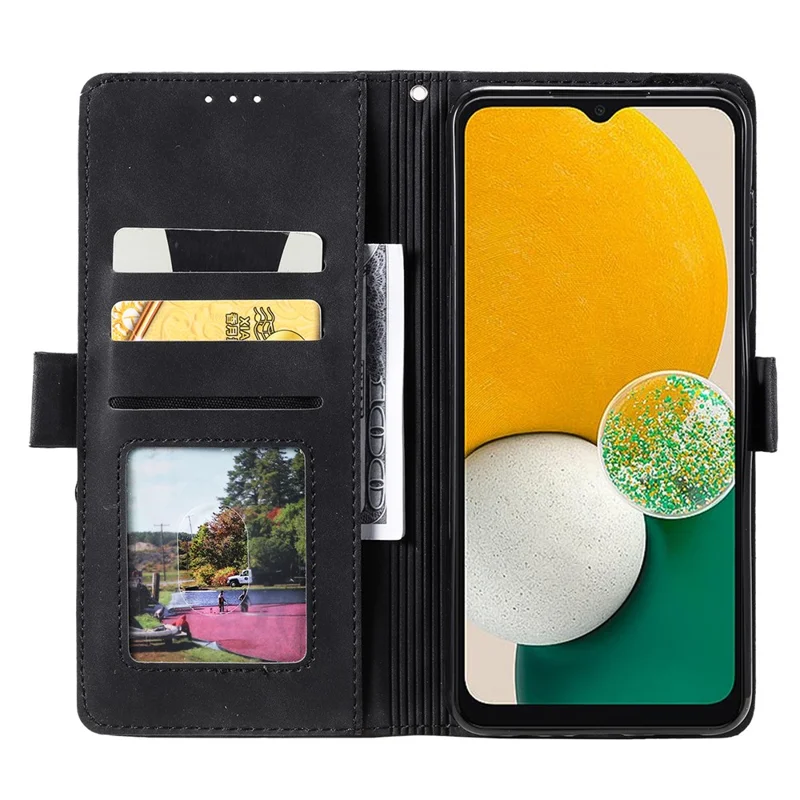Leather Case for Samsung Galaxy A55 5G Retro Splicing Wallet Phone Cover - Black