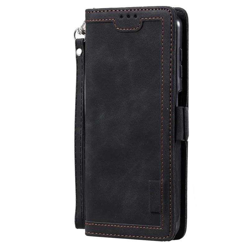 Leather Case for Samsung Galaxy A55 5G Retro Splicing Wallet Phone Cover - Black