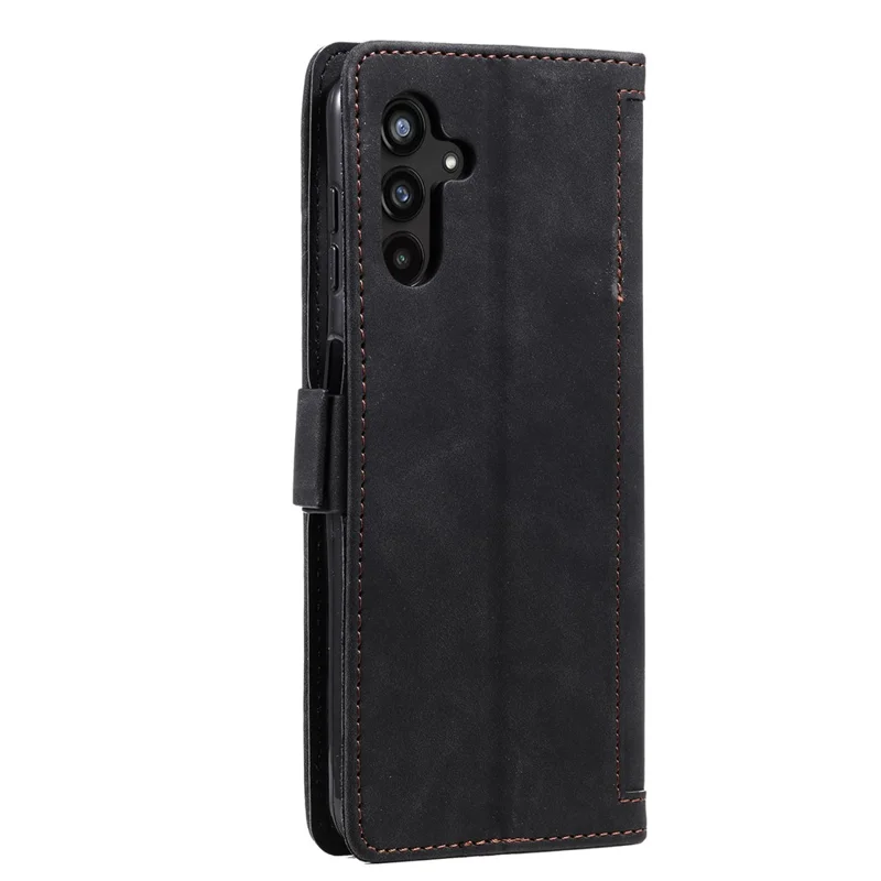 Leather Case for Samsung Galaxy A55 5G Retro Splicing Wallet Phone Cover - Black