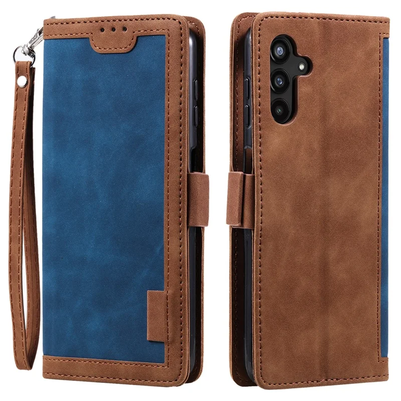 Leather Case for Samsung Galaxy A55 5G Retro Splicing Wallet Phone Cover - Blue