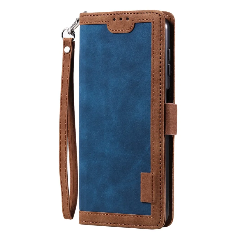 Leather Case for Samsung Galaxy A55 5G Retro Splicing Wallet Phone Cover - Blue