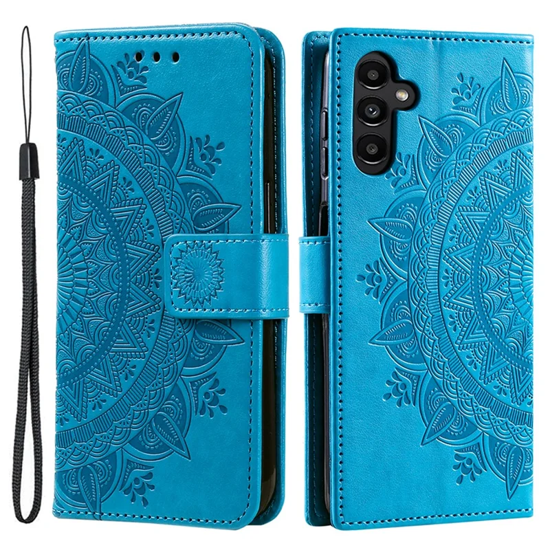 Para Samsung Galaxy A55 5G Estuche de Billetera de Cuero Funda con Soporte - Azul