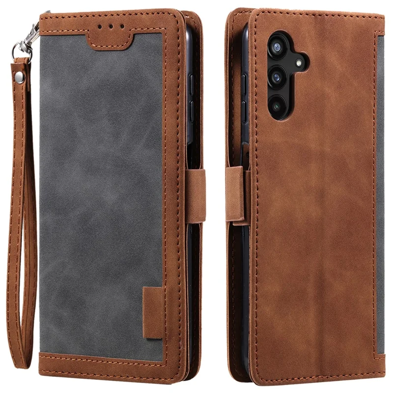 Vintage Splicing Leather Case for Samsung Galaxy A35 5G Full Protection Phone Cover - Grey