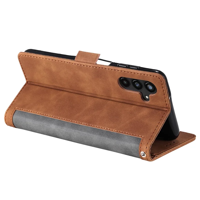 Vintage Splicing Leather Case for Samsung Galaxy A35 5G Full Protection Phone Cover - Grey