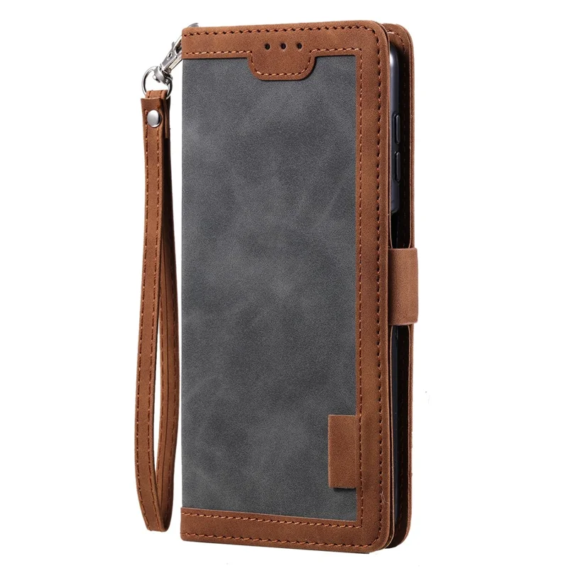 Vintage Splicing Leather Case for Samsung Galaxy A35 5G Full Protection Phone Cover - Grey